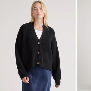 Quince 100% Organic Cotton Fisherman
Boxy Cropped Cardigan Black Medium